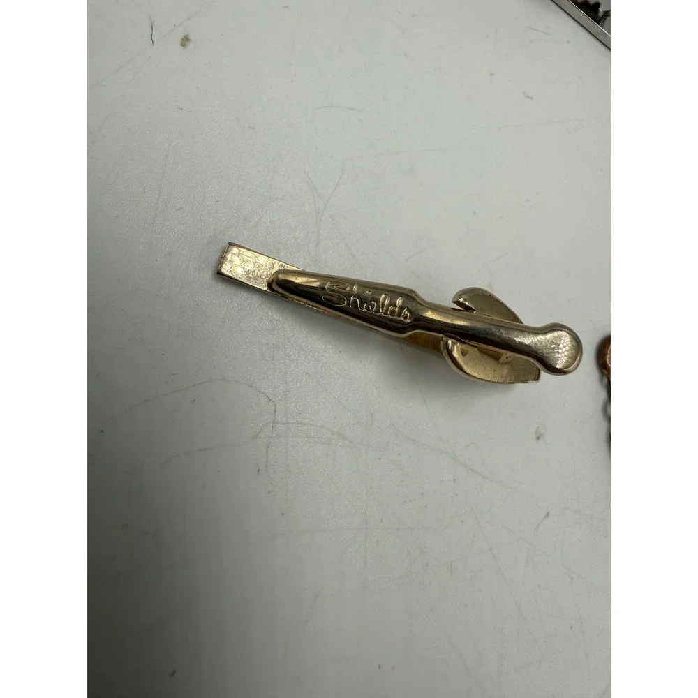 Vintage Mens Tie Clip Bar Chain Lot Swank Anson Shields Gold Silver Tone 7pc